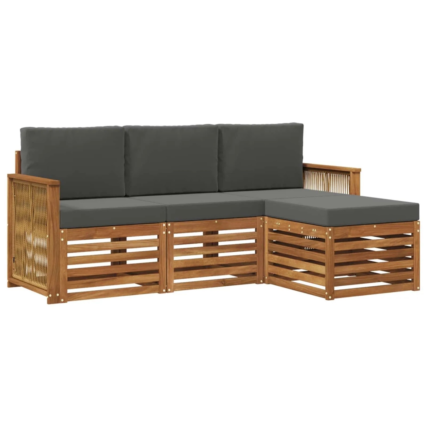 vidaXL Outdoor-Sofagarnitur mit Kissen 4 Stk Natur und Anthrazit 3384208