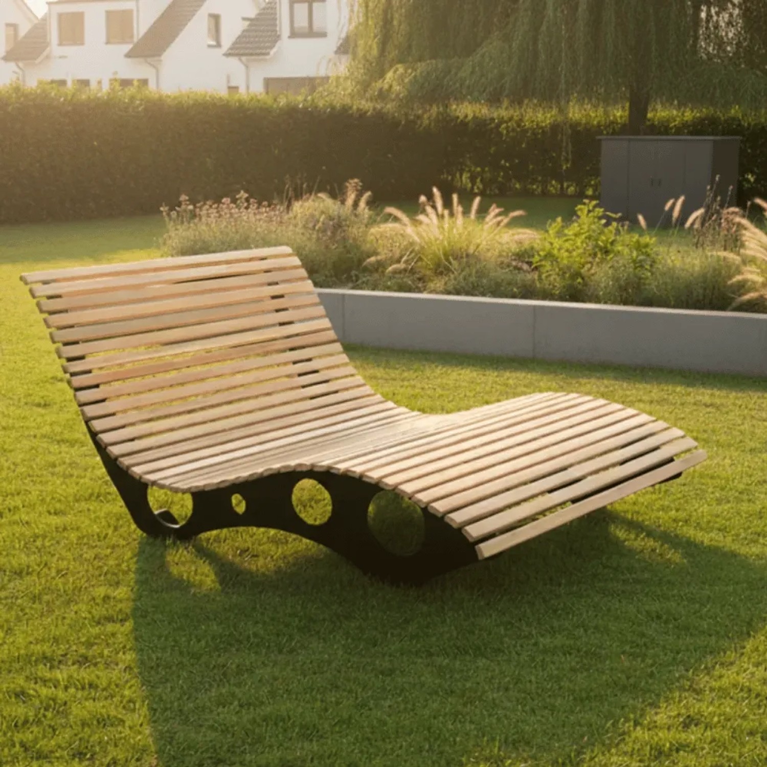 DELUKE Wellenliege Doppelliege MARTEN Massives Kiefernholz Waldliege Waldsofa Himmelsliege Relaxliege für Garten oder Terrasse_7
