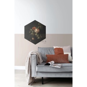 ESTAhome Wandtattoo Blumenstillleben in Dunkelrot und Schwarz, 70x81 cm.
