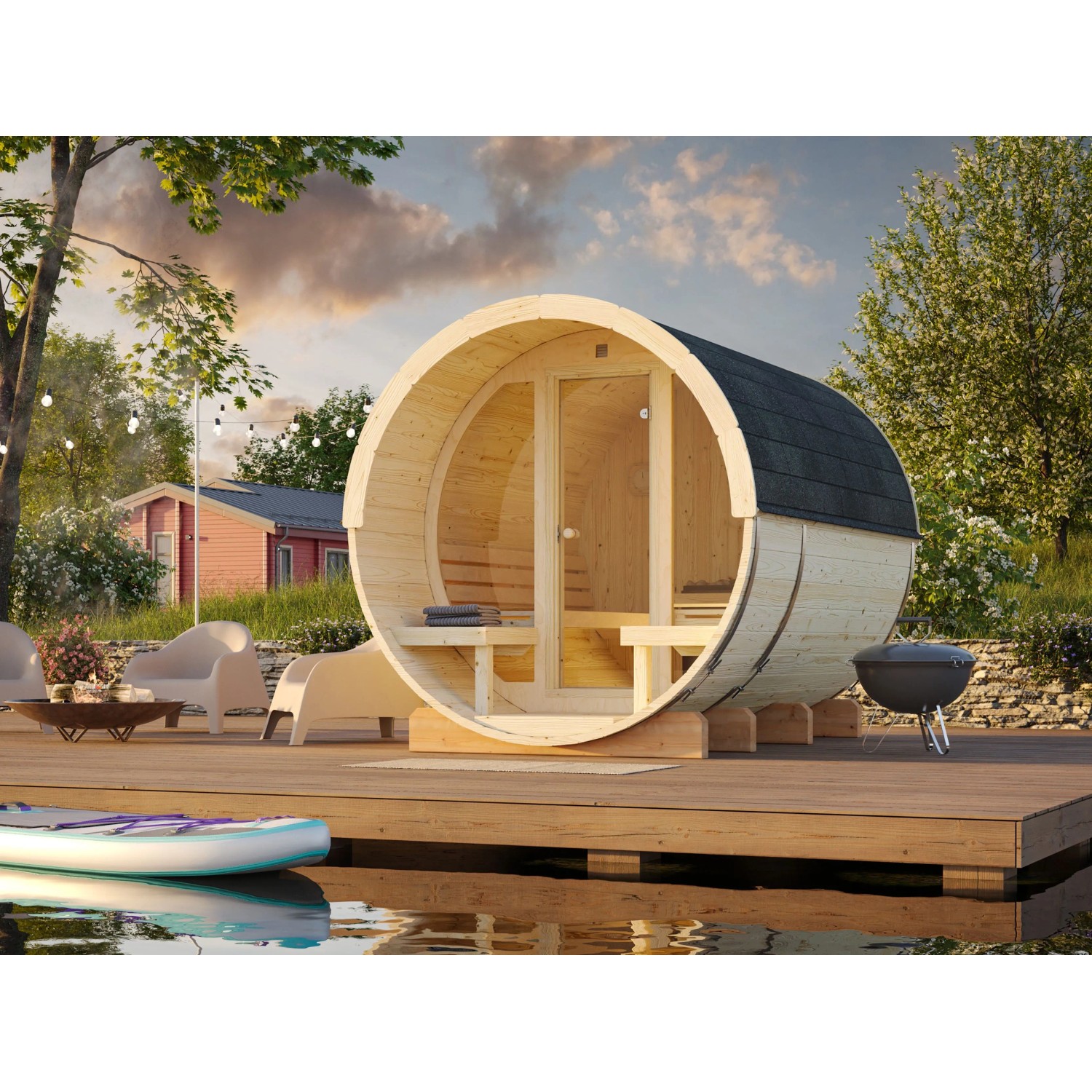 Palmako Sauna Anita mit Glaswand Naturbelassen 220 cm x 290 cm