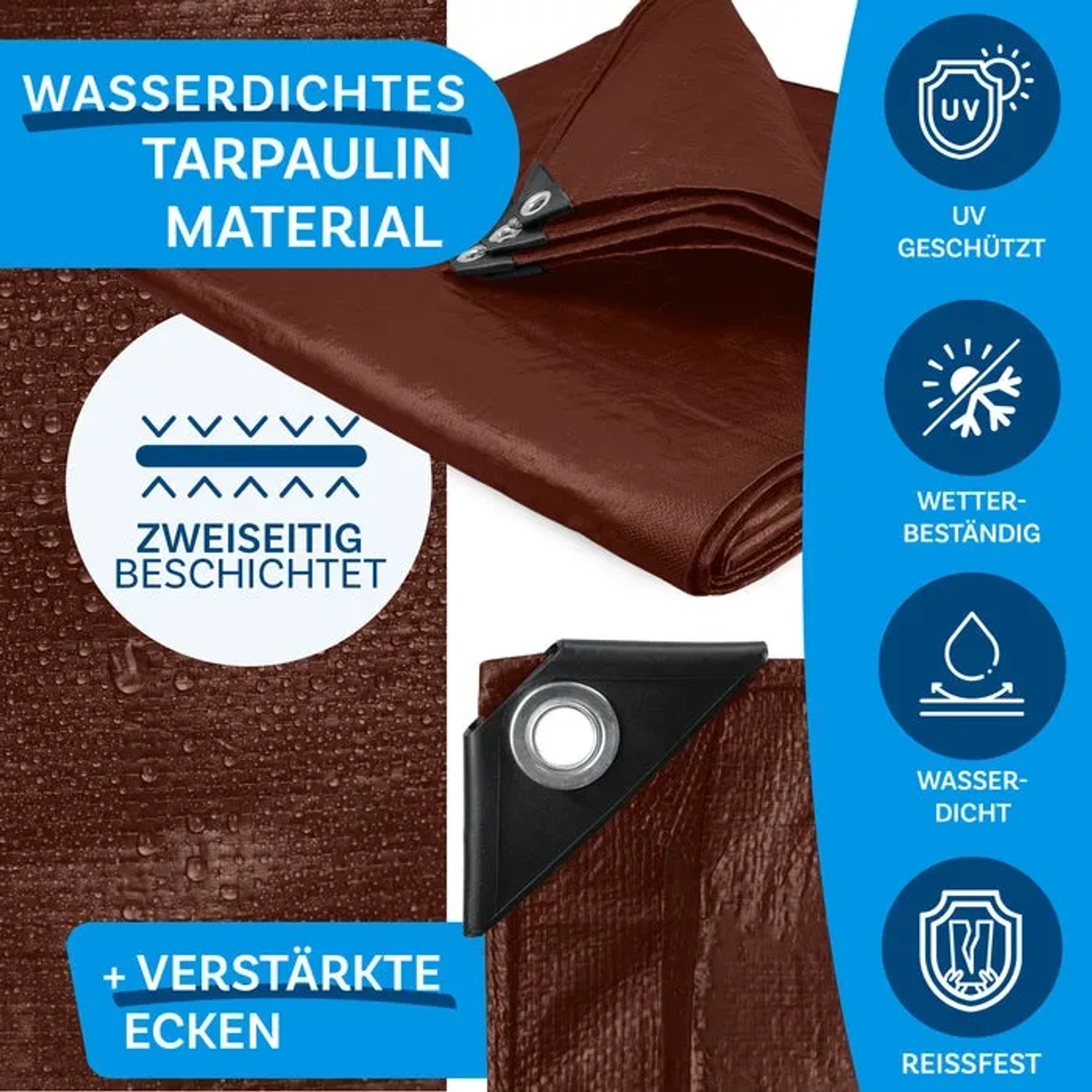 Braune Karat Abdeckplane 2x3m: Wasserdichte Schutzplane mit Ösen für Garten, Camping & mehr.