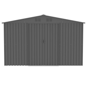 Tepro Metall Gerätehaus Flex Shed XX-Large in Anthrazit, Frontansicht mit Schiebetüren.