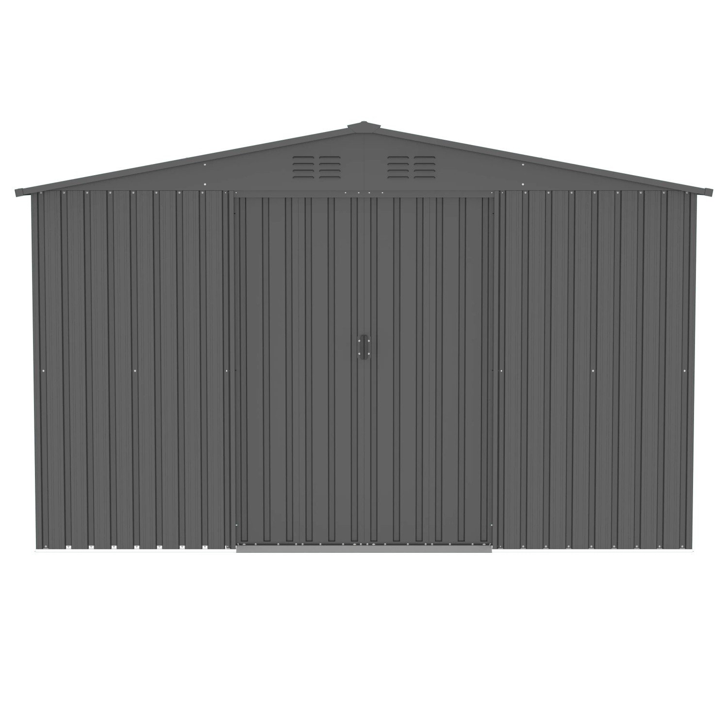 Tepro Metall Gerätehaus Flex Shed XX-Large in Anthrazit, Frontansicht mit Schiebetüren.