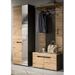 Inn.Furn Garderoben-Set 3-teilig in Eiche und Grau 160 cm Cooper