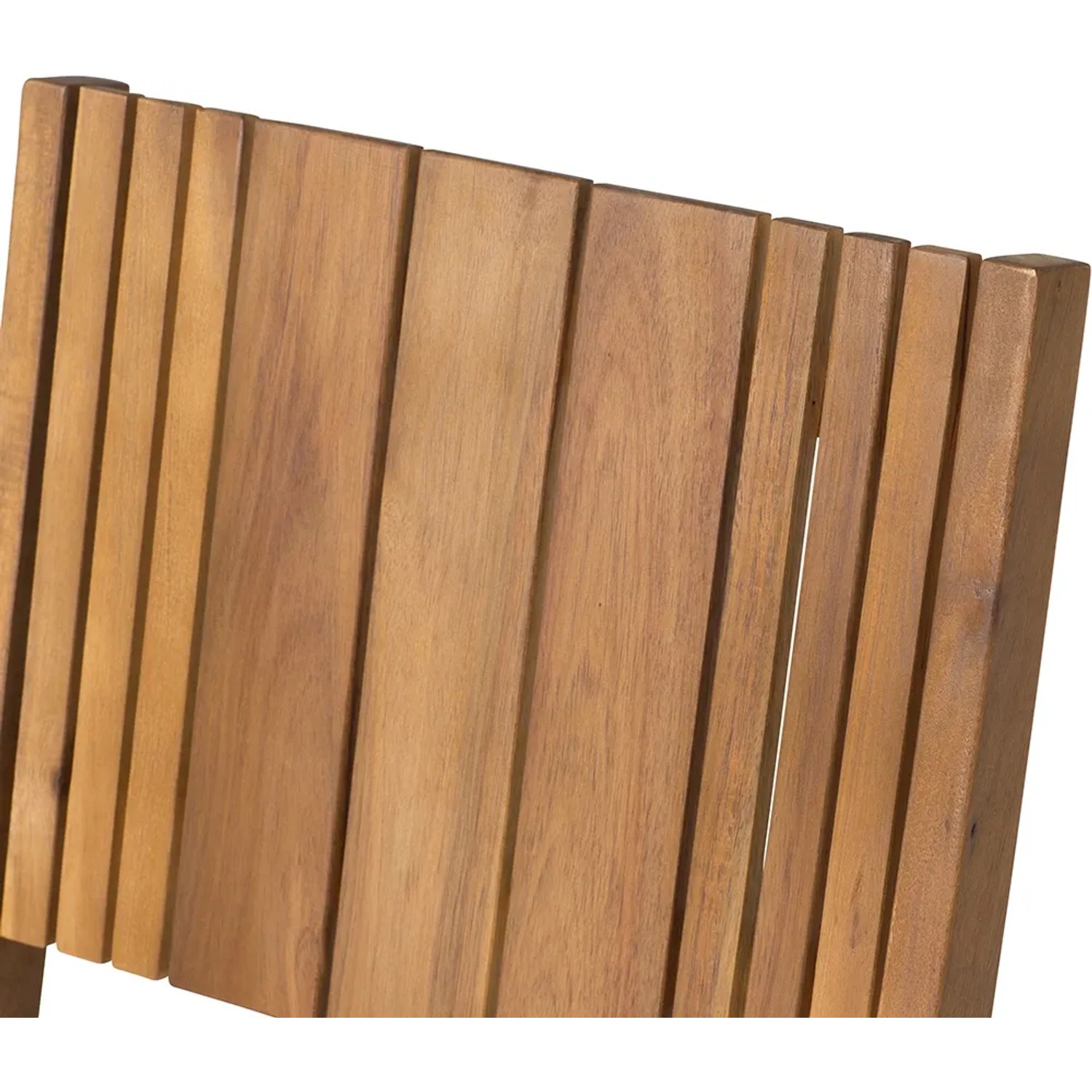 Detailansicht der Rückenlehne des Siena Garden Klappsessels Falun aus Akazienholz.