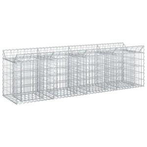 Silbernes vidaXL Gabionen Hochbeet aus verzinktem Stahl, 200x50x60 cm.