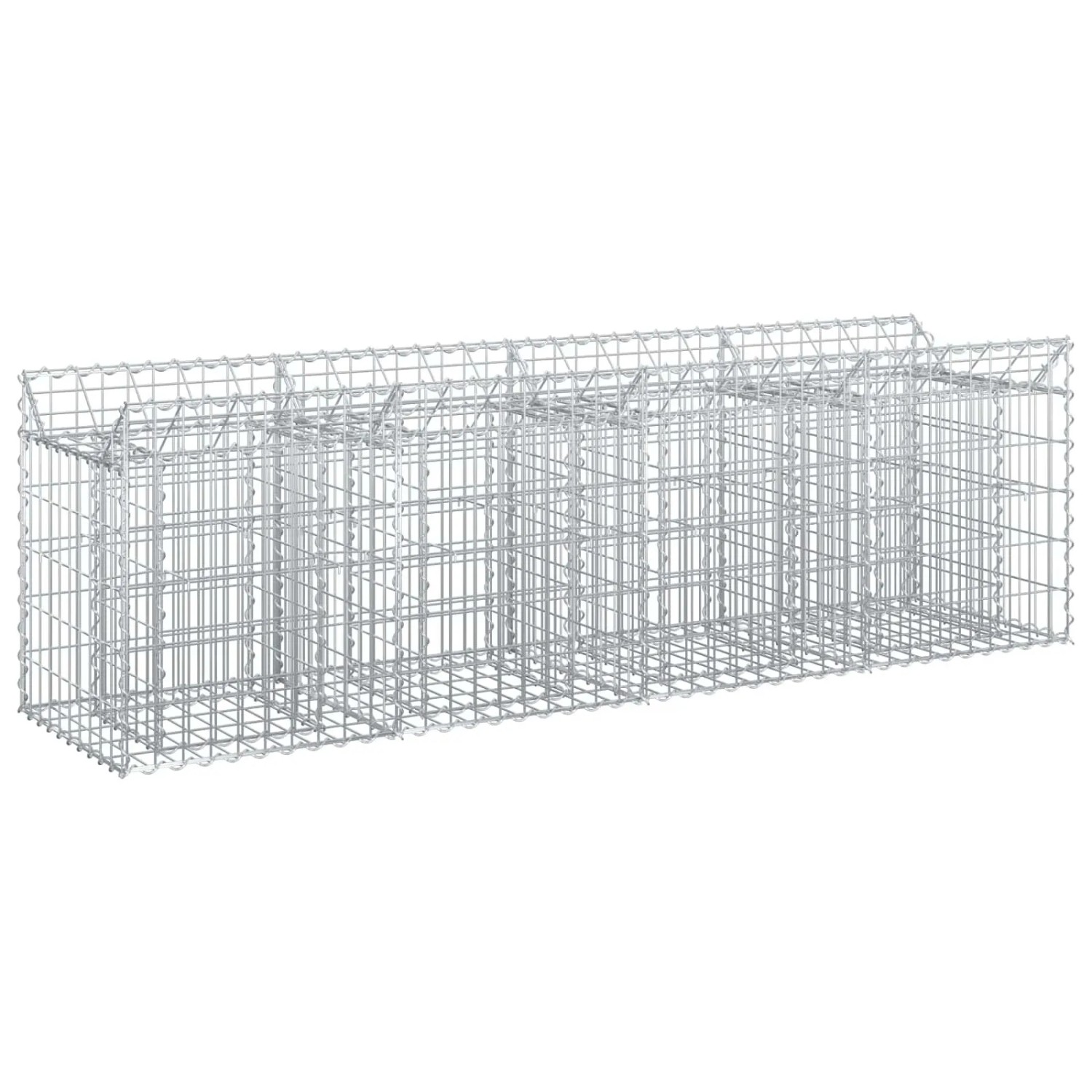 vidaXL Gabionen Hochbeet Silber 200 x 50 x 60 cm Verzinkter Stahl 42033293