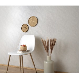 Erismann Vliestapete Paradisio 2, Blattmotiv in Taupe. Dekorative Tapete mit leichter Struktur.