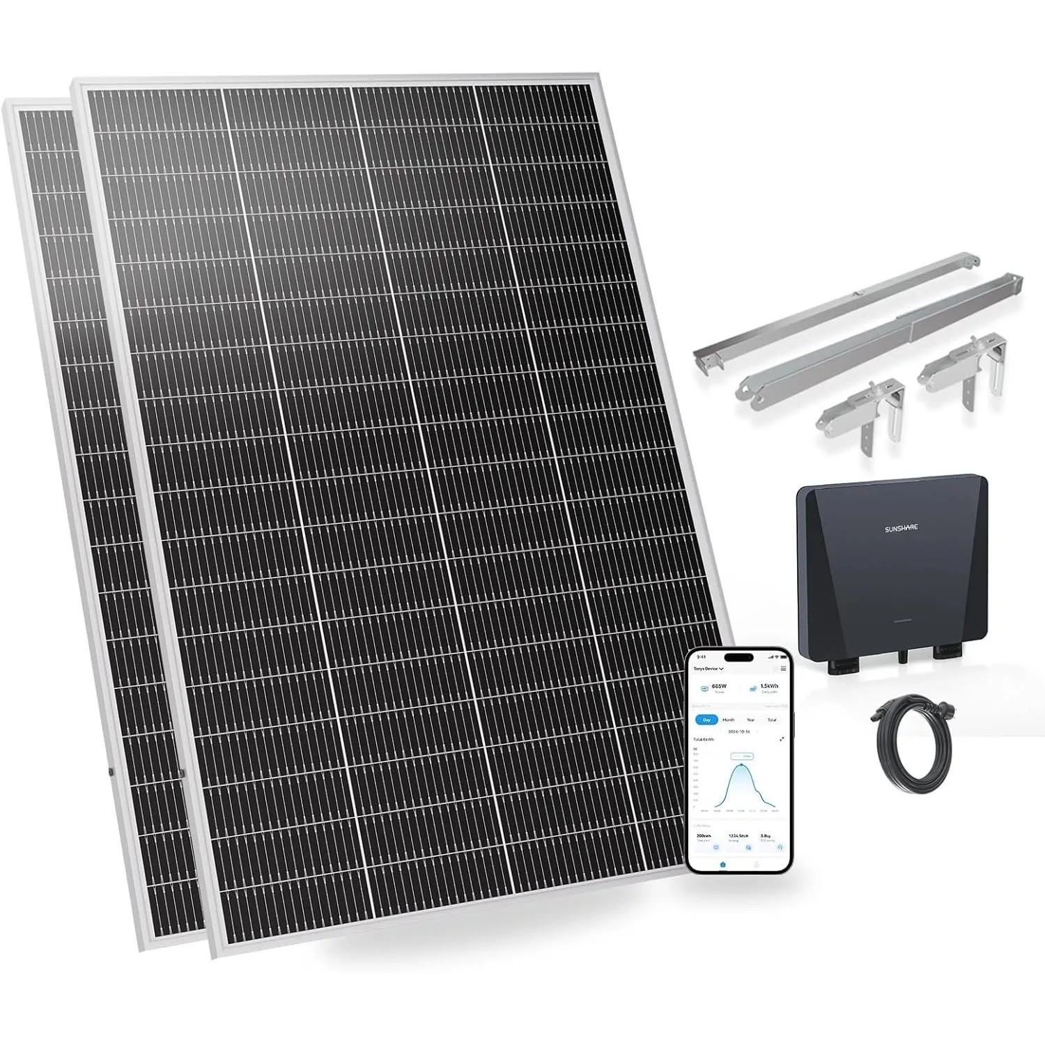 Image of SUNSHARE Ray Lite 400W Balkonkraftwerk Leichtes Solarsystem Mit Halterung