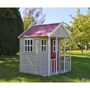 Wendi Toys Kinderspielhaus Fuchs aus Holz mit rotem Dach, 155x120x120 cm.