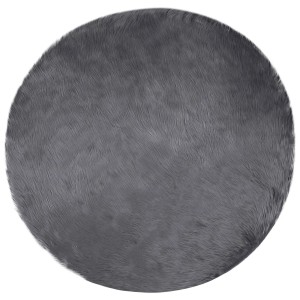 Runder, anthrazitfarbener Kunstschaffell Teppich (Ø 120cm) von vidaXL. Weicher Polyester Teppich für Wohnzimmer.