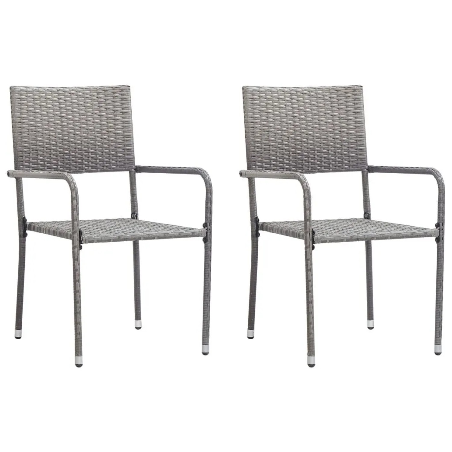 Furnicato Garten-essstühle 2 Stk Stapelbar Grau Polyrattan