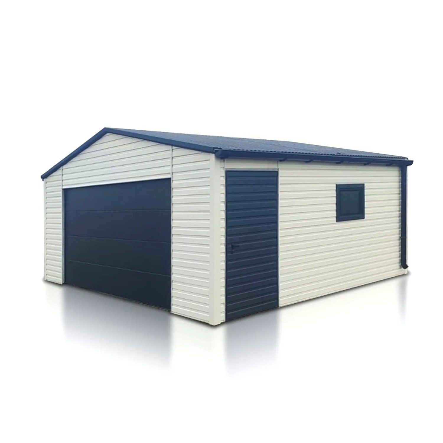 Liderstal Einzelgarage Premium aus Blech 600 x 500 cm Weiß Satteldach Sektionaltor