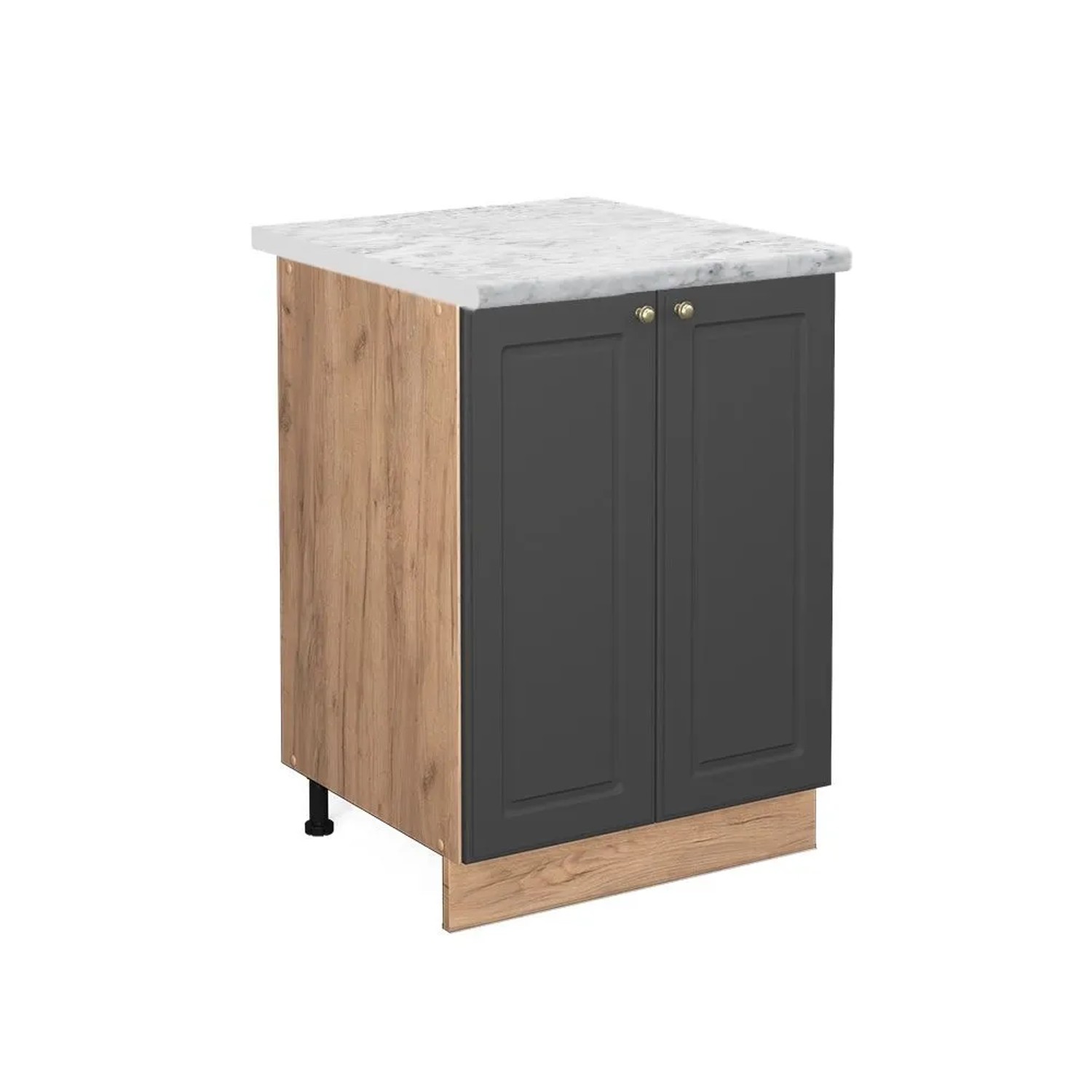 Vicco Küchenunterschrank Fame-Line Anthrazit-Gold Goldkraft Eiche 60 cm AP Marmor