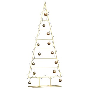 Goldener Metall Weihnachtsbaum (150 cm) von vidaXL mit Kugeln, pulverbeschichtet.