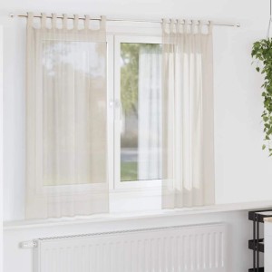 vidaXL Voile Vorhänge mit Lasche 2 Stk Creme 4102266