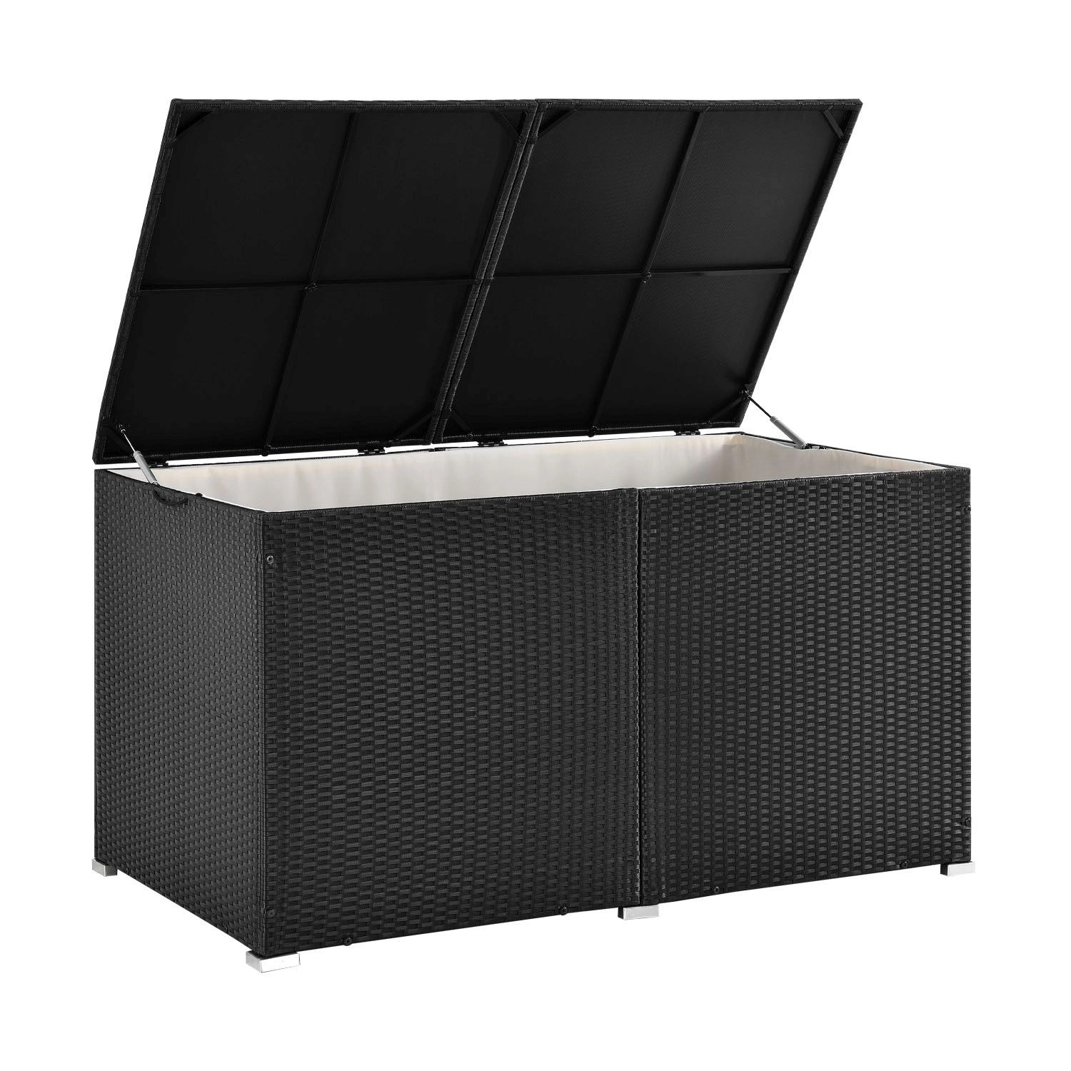 Juskys Polyrattan Gartenmöbel Auflagenbox Ikaria mit Innenplane in Schwarz günstig online kaufen