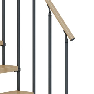 Detailansicht Dolle Mittelholmtreppe Dublin Ahorn/Anthrazit mit Holzhandlauf.