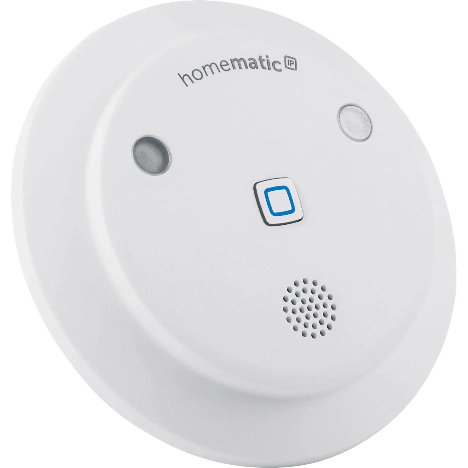 Weiße Homematic IP Alarmsirene für Innenräume, Teil der Hausautomation.