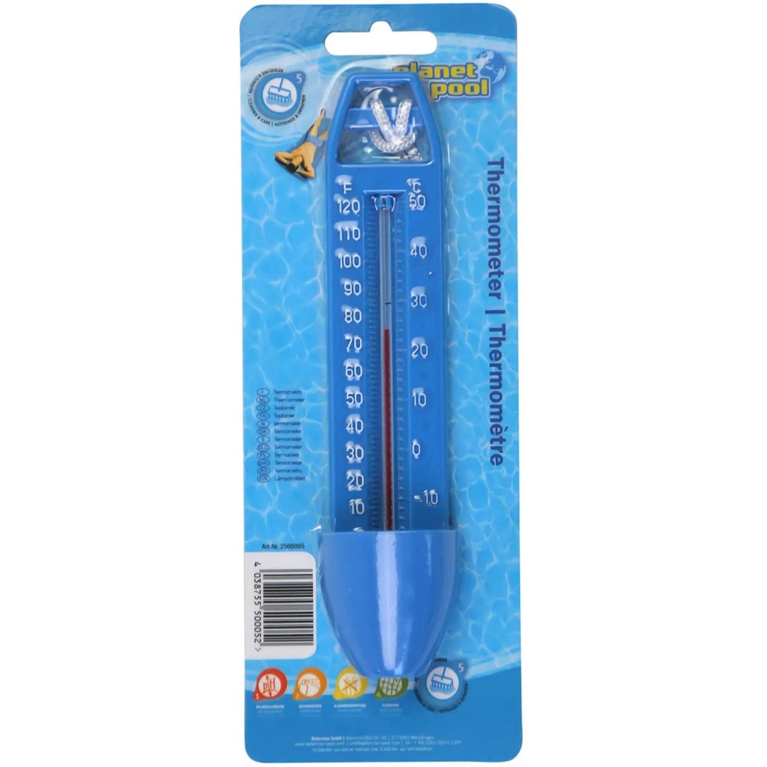 Planet Pool Thermometer Blau