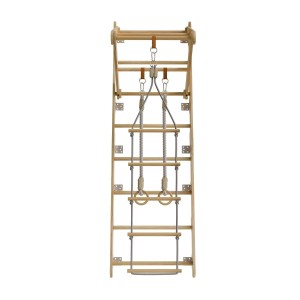 Juskys Sprossenwand aus Holz mit Turnringen und Strickleiter für Kinder.