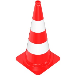 Rot-weißer Schake Leitkegel, 750 mm hoch, für Absperrungen und Markierungen.