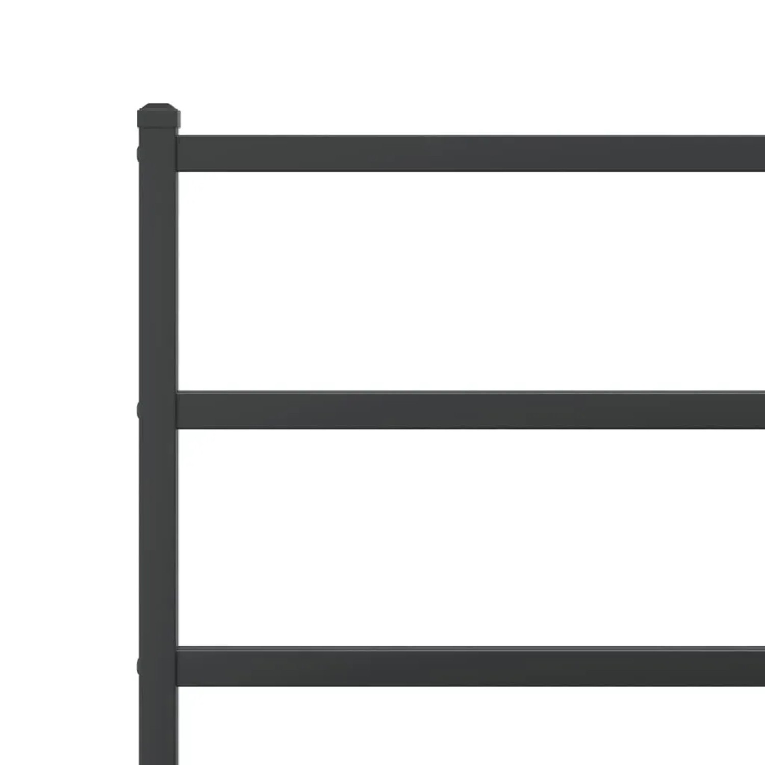 Detailansicht: Schwarzes Metall Bettgestell mit Kopfteil, vidaXL, 107x203 cm.