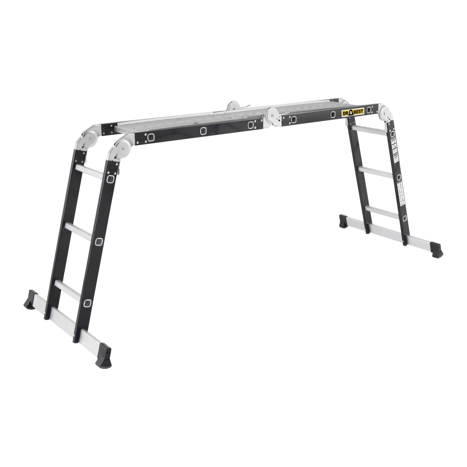 DRABEST PRO Universalleiter Aus Aluminium Und Stahl 4x3 Sprossen Mit Plattform 150 KG
