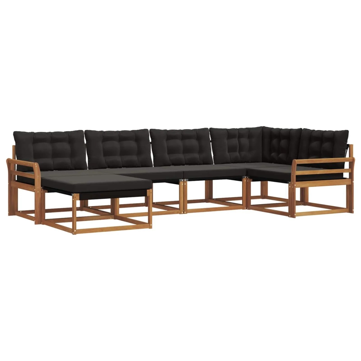 vidaXL Outdoor-Sofagarnitur mit Kissen 18-Tlg Natur und Schwarz 3369627