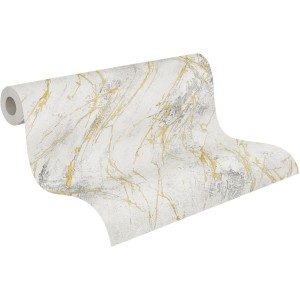 A.S. Création Vliestapete Marmor Grau-Gold, Rolle mit Marmor-Optik für Wandgestaltung.