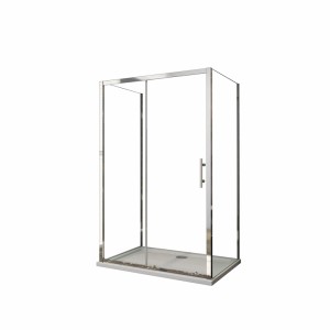 U-Duschkabine 90x120x90cm mit Schiebetür, 5mm ESG Klarglas, chromfarbener Rahmen.
