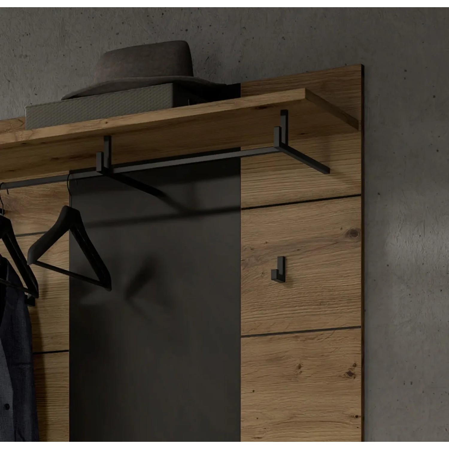 Inn.Furn Garderobenpaneel in Eiche und Grau 80 x 141 cm Cooper_4