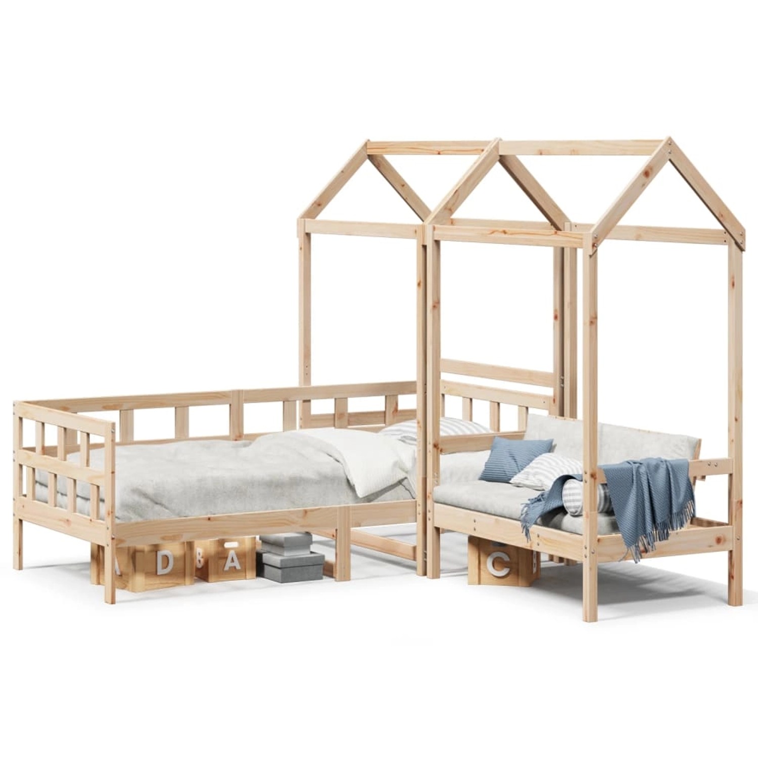 vidaXL Tagesbett Set mit Dach 90x200 cm Massivholz Kiefer2101433 günstig online kaufen