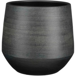 Schwarzer Mica Decorations Übertopf Evora, Ø 30 cm, aus Terrakotta für den Innenbereich.
