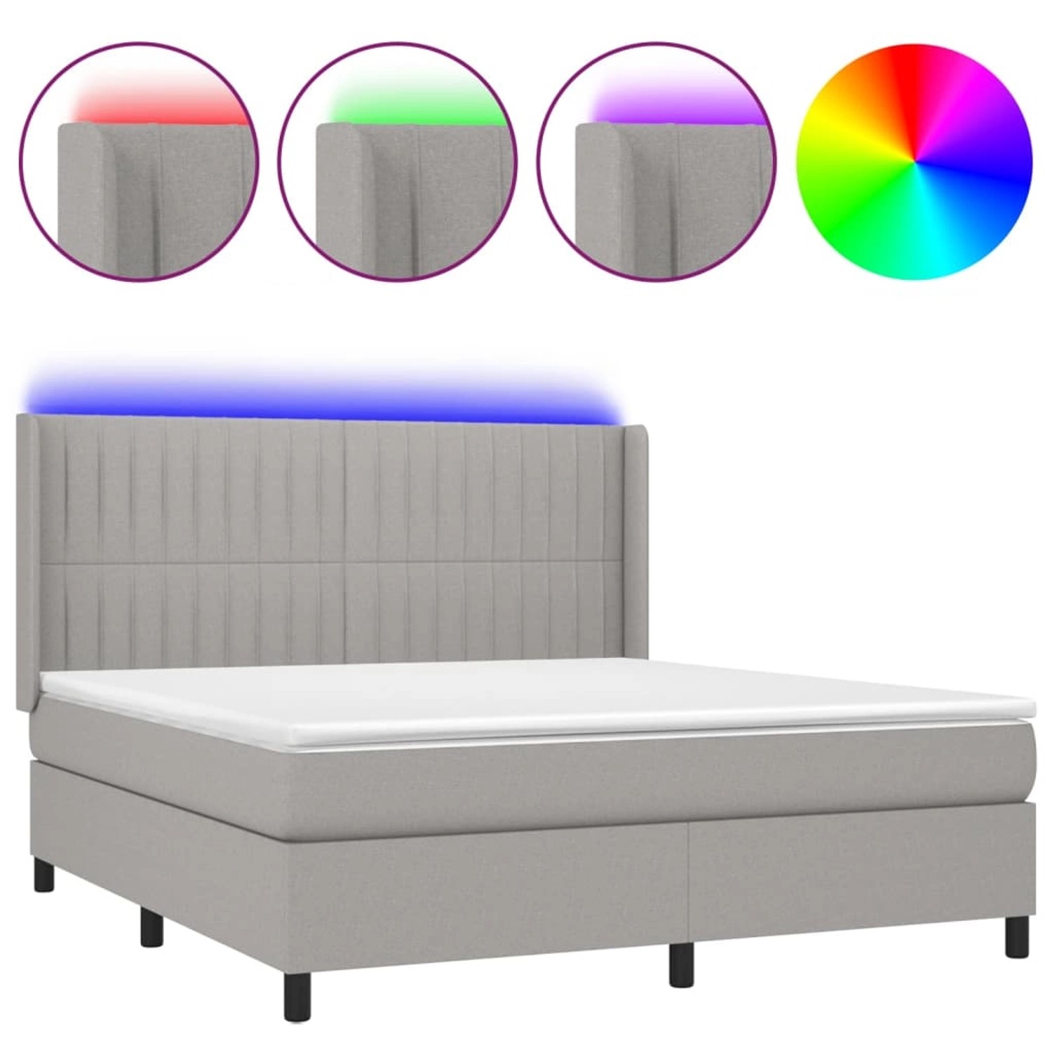 vidaXL Boxspringbett mit Matratze & LED Hellgrau 160x200 cm Stoff 3138485 günstig online kaufen
