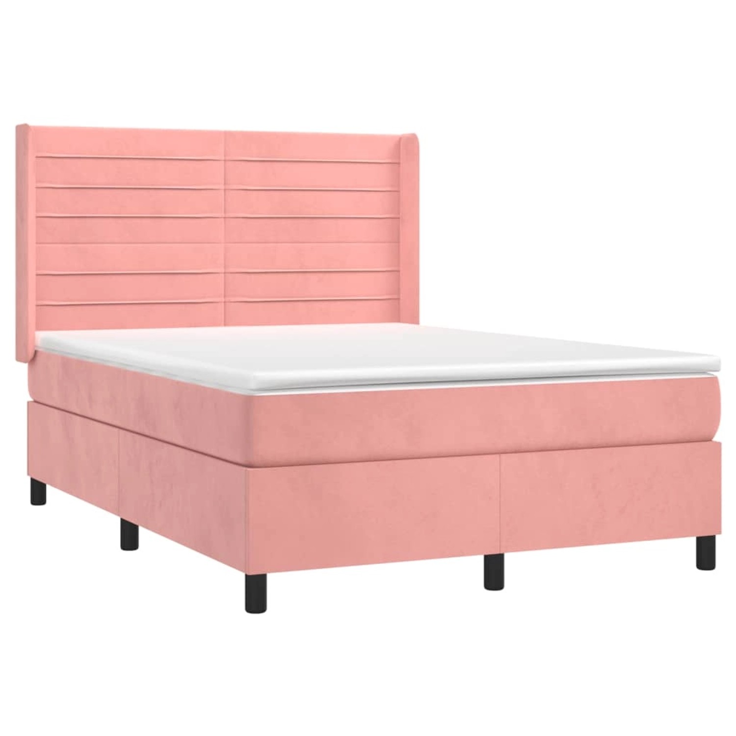 vidaXL Boxspringbett mit Matratze & LED Rosa 140x200 cm Samt 3139630 günstig online kaufen