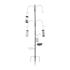 Relaxdays Vogelfutterstation Stahl Schwarz 6-in-1 231 cm x 55,9 cm x 5 cm 2,3 kg