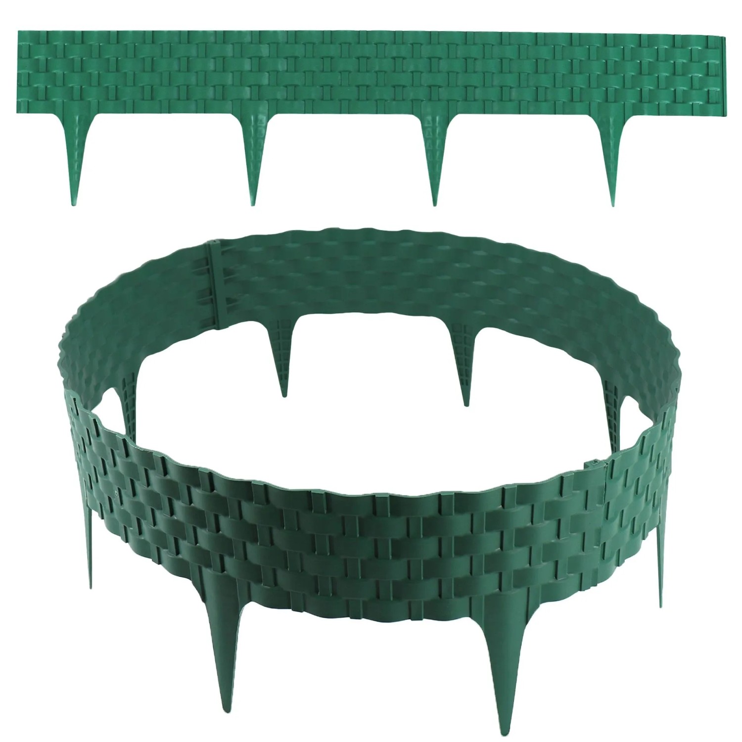 Aquagart Rasenkante Rattanoptik I Grün I 8x80 cm Module I Kunststoff Beeteinfassung Für Beet und Rasenabgrenzungen I Flexible Beetumrandung