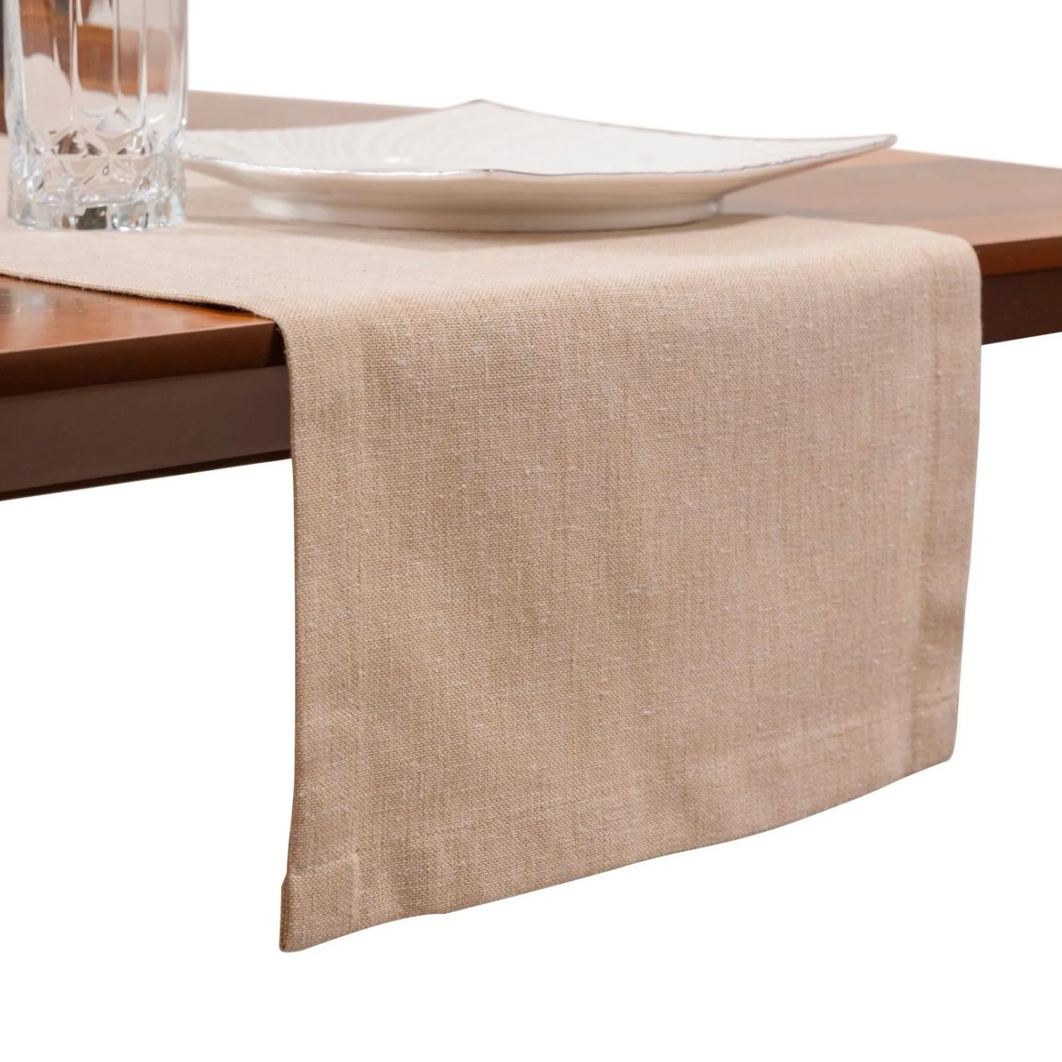 PXloue Tischdecke Leinen 40x160 cm Beige