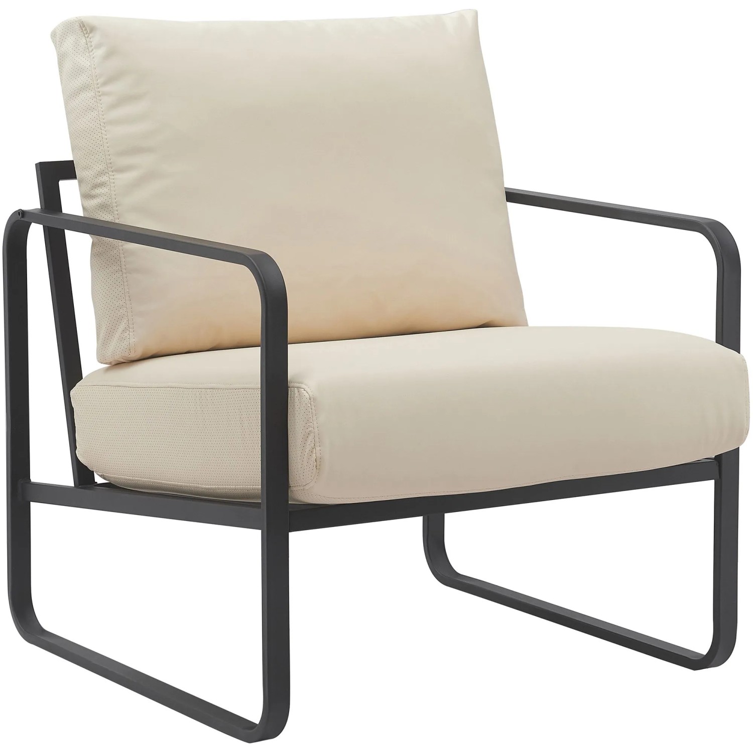 DELUKE Lounger Sessel JAKART Kunstleder Creme 70x74x82cm Loungesessel Wohnzimmer Bequem Clubsessel Sessel Hotel
