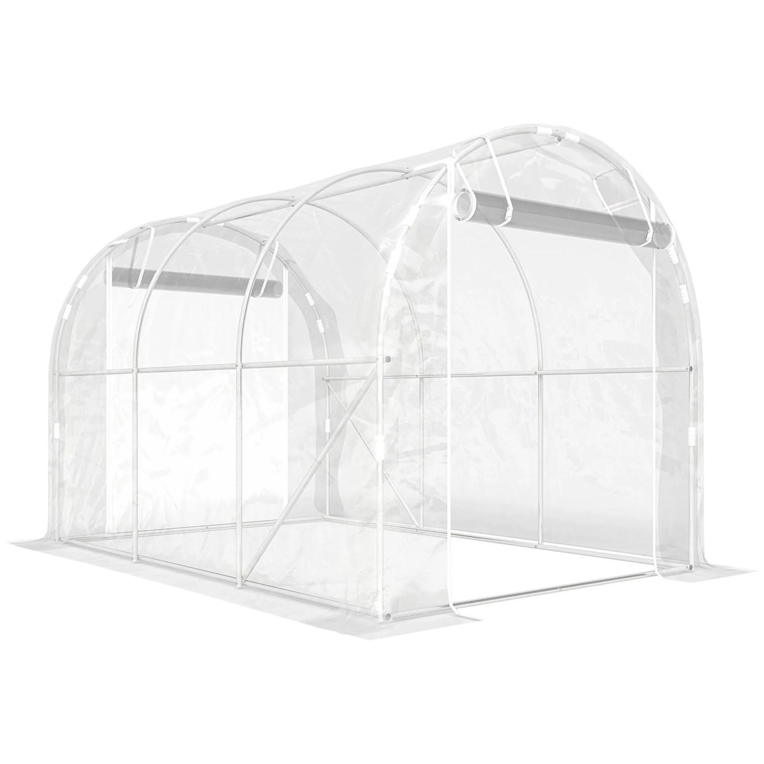 Image of Furnicato Foliengewächshaus 195x295x195 Cm Transparent Silber Mit Stahlrahmen