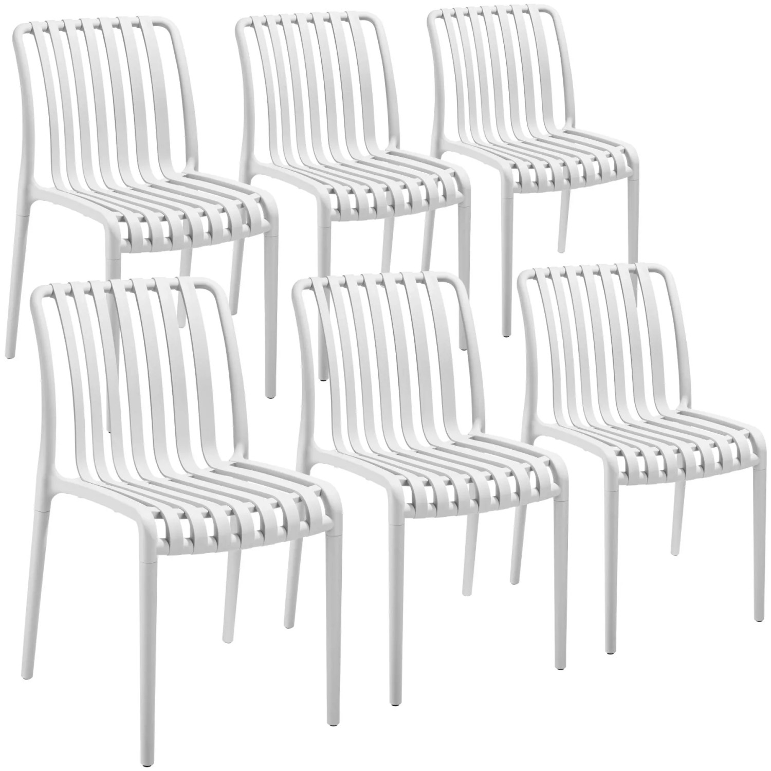 Tectake Gartenstühle Alcudia Wetterfest und Uv Beständig Platzsparend und Stapelbar 6Er Set 58 x 47 x 80 50 cm Creme