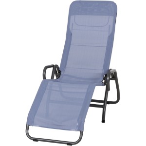 Blaue Siena Garden Kippliege Bito mit Stahlgestell für Garten oder Terrasse.