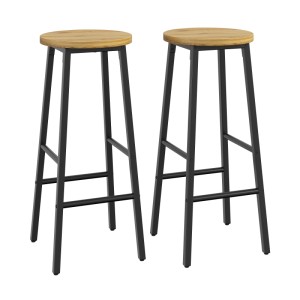Merax Barhocker 2er Set 70 cm mit Holzoptik  Metallgestell Schwarz