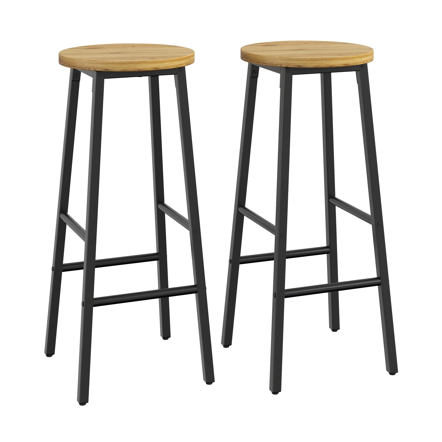 Merax Barhocker 2er Set 70 cm mit Holzoptik  Metallgestell Schwarz