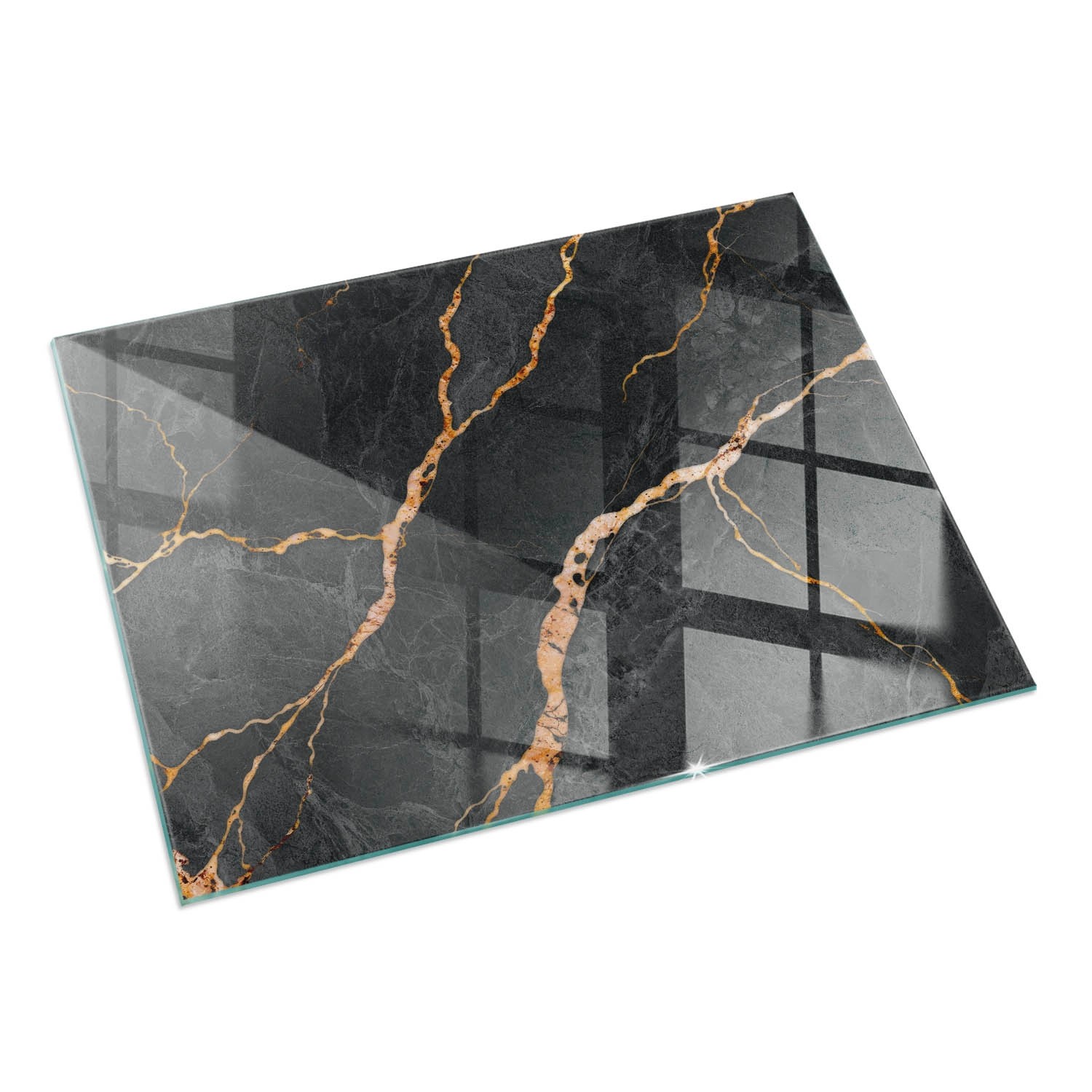 Tulup Glasplatte für Kamin Edler Marmor mit Adern Kaminofen Glas Bodenplatt günstig online kaufen