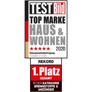 Auszeichnung: Rekord Braunkohlebriketts – Testsieger im Bereich Brennstoffe & Anzünder.