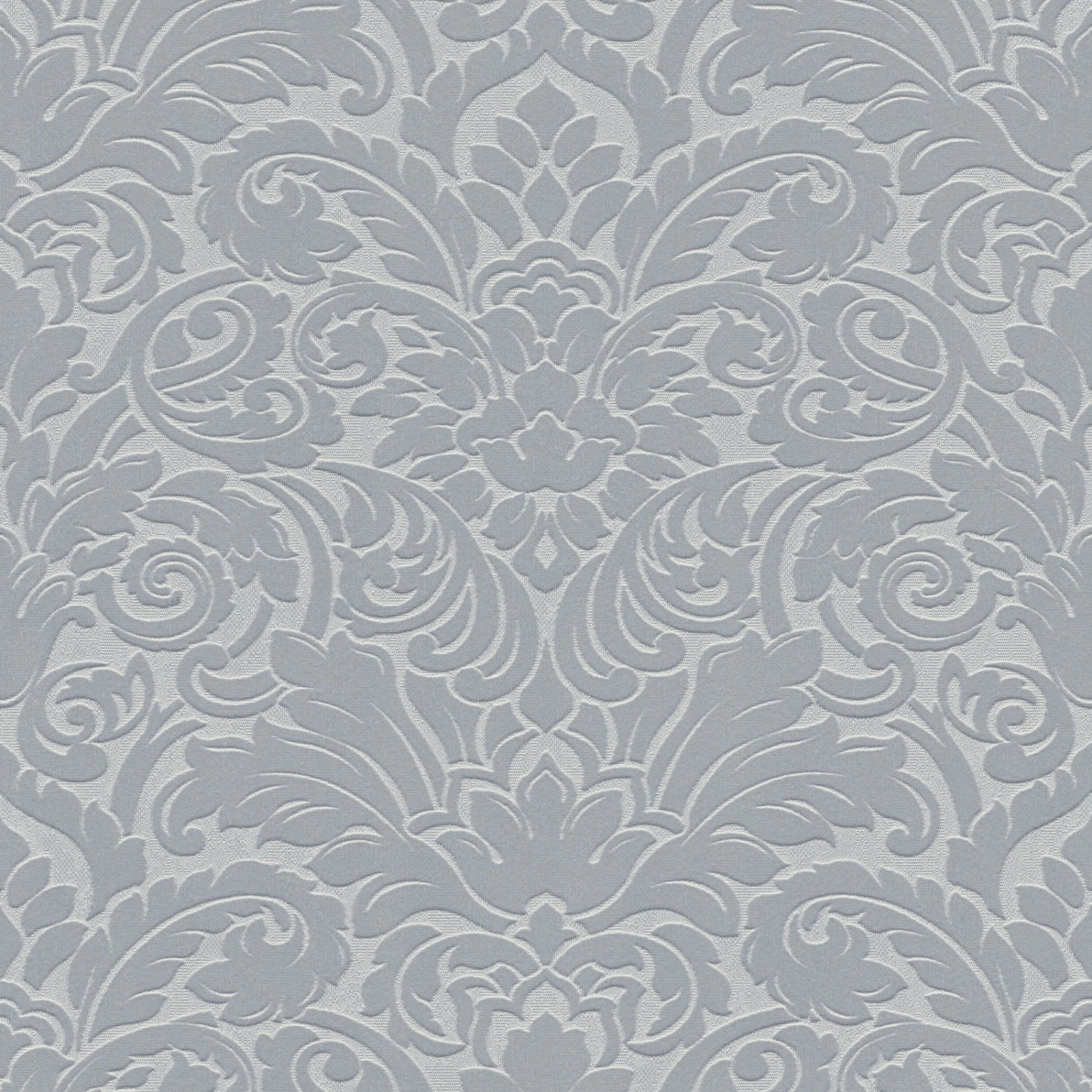 Bricoflor Silber Tapete mit Samt Elegante Barock Vliestapete mit Muster aus Flock auf Vinyl Vlies Wandtapete mit Ornamen