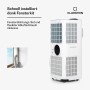 Weisse Klarstein Klimaanlage Kraftwerk Smart 12K mit Fensterkit und Abluftschlauch.