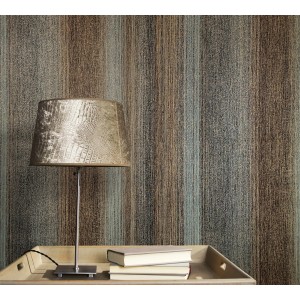 Marburg Vliestapete Vintage Deluxe: Anthrazit-goldene Streifenstruktur an der Wand.